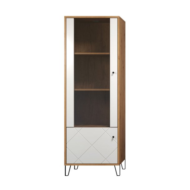 Touch Vitrinenschrank 2 Tren Artisan Eiche dekor, wei matt.