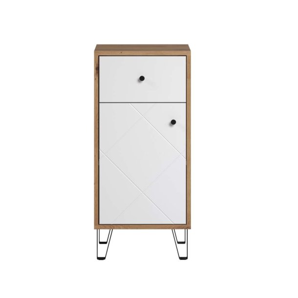 Touch Badschrank wei matt, Eiche dekor.