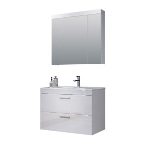 Devon badrumsmbler C med spegelskp vit, vit hgglans.