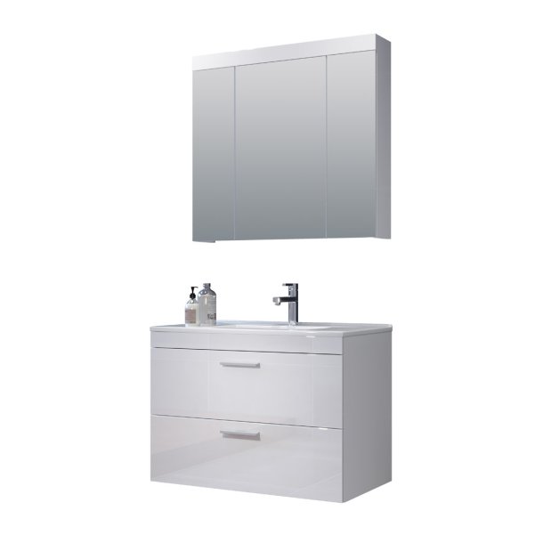 Devon badrumsmbler C med spegelskp vit, vit hgglans.