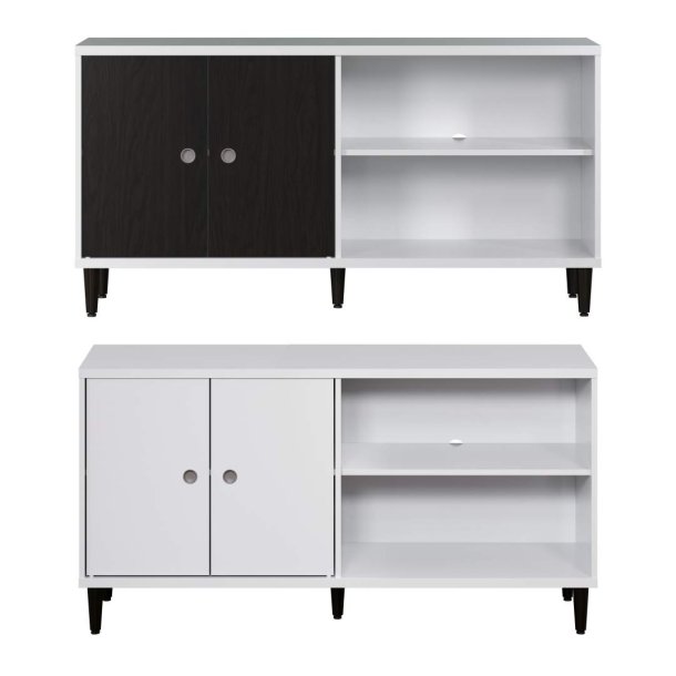 Evolution TV-bord 2 drer, 2 rom hvit, svart.