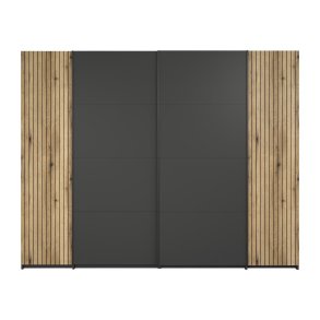 Esteban garderobeskap 2 vanlige d�rer, 2 skyved�rer antracit.