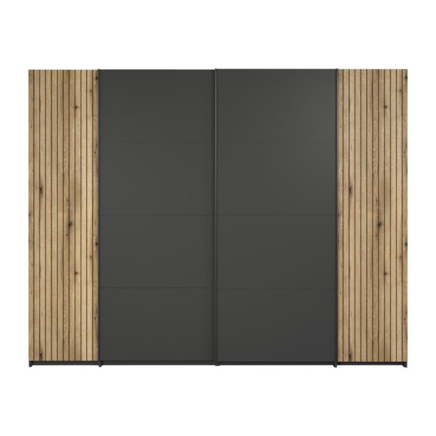 Esteban garderobeskap 2 vanlige d�rer, 2 skyved�rer antracit.