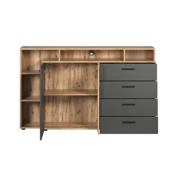 Esteban kreedns mebel TV 1 drzwi, 4 szuflady, 5 p�łek antracyt.