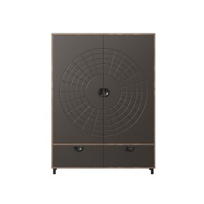 Fusion Vitrinenschrank 2 T�ren, 2 Schubladen Bronze-Dekor.