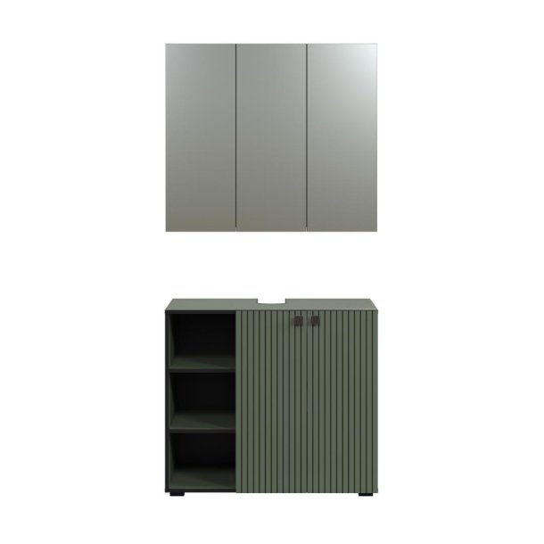 PureBliss badrumsm�bler tv�ttsk�p och spegelsk�p gr�n.