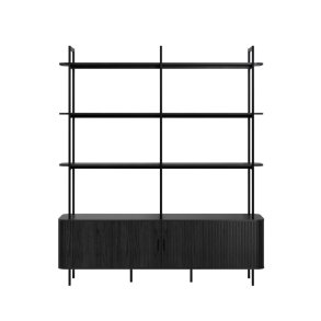 Ronin Regal 2 Jalousiet�ren, 3 Regale Asche-Dekor schwarz.