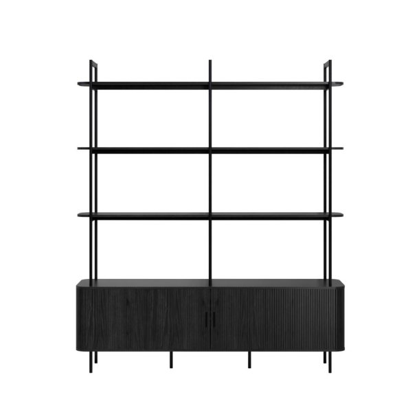 Ronin Regal 2 Jalousiet�ren, 3 Regale Asche-Dekor schwarz.