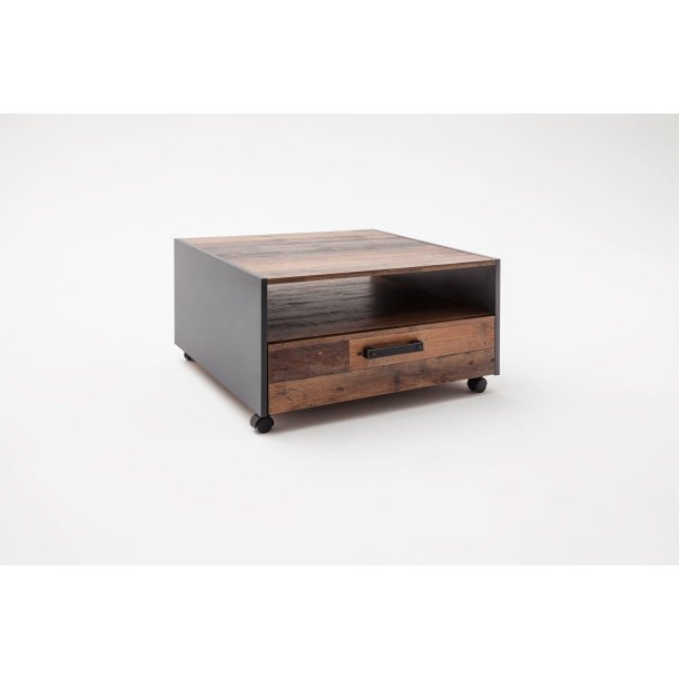 Universal sofabord 1 skuffe, 1 bent rum Old Wood dekor, ege dekor.
