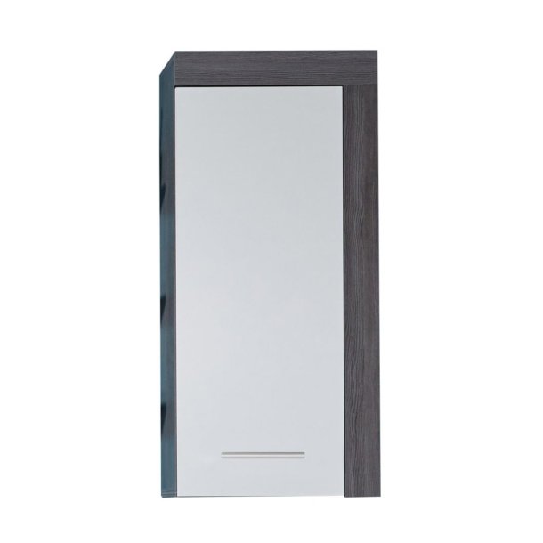 MiamiMaine Bad Hänge Stauraumelement 1 Tür rauchsilber, weiß.