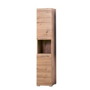 AmandaMando wysoka szafka łazienkowa 2 drzwi, 1 otwarta płka dekor dąb.