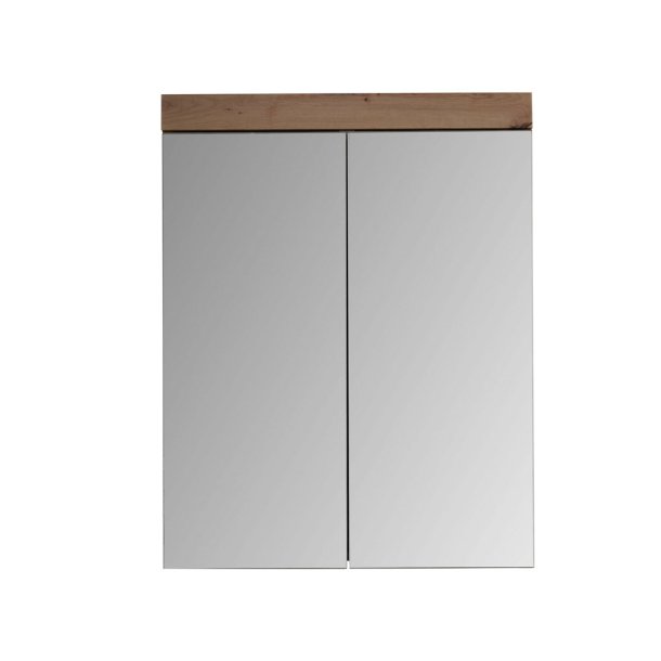 AmandaMando Bad Spiegelschrank 2 Tren dunkel Eiche Dekor, Spiegelglas.