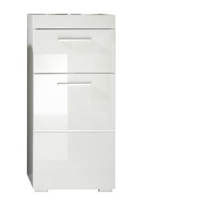 AmandaMando szafka łazienkowa 1 drzwi, 1 szuflada biały, biały wysoki połysk.