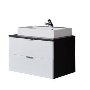 ConceptOne tvttskp 2 ldor, tvttstll gr, vit hgglans, mineralgjuten bordsskiva, vitt tvttstll.