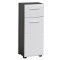 LineBad Badschrank 1 Tr, 1 Schublade rauchsilber, wei Hochglanz.