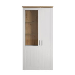 Shade Vitrineskab 95 x 194 cm 2 lger Pine hvid dekor, eg dekor.
