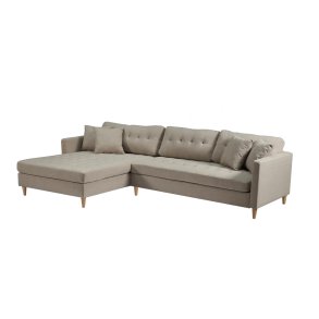 Marino Deluxe sjeselongsofa hyre eller venstrevent med puter stoff sandfarget.