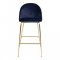 Laust Barhocker blau Velour, Beine im Messing Look.