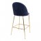 Laust Barhocker blau Velour, Beine im Messing Look.
