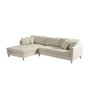 Marino Deluxe sjeselongsofa hyre eller venstrevent med puter flyel sandfarget.