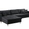 Marino Deluxe sofa szezląg prawy lub lewy z poduszkami welur czarny.