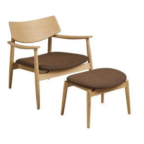 Gina lnestol med fodskammel egetr.