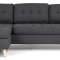 Marino sofa, sjeselongsofa hyre eller venstrevent i stoff mrk gr og med treben.