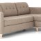 Marino sofa, chaiselongsofa hjre eller venstrevendt i stof lysebrun og med trben.