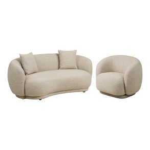 Ella sofas�t s�t med 2,5 pers. sofa og l�nestol sandfarvet.