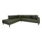 Lido sofa hjrnesofa venstrevendt 4 pyntepuder olivengrn.