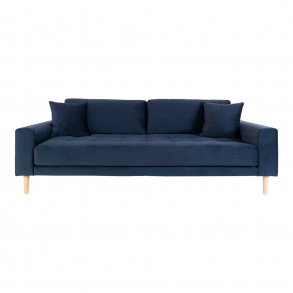 Lido Sofa 3 Pers. velour inkl. 2 dekorative Kissen, blau.