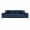 Lido Sofa 3 Pers. velour inkl. 2 dekorative Kissen, blau.
