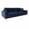 Lido Sofa 3 Pers. velour inkl. 2 dekorative Kissen, blau.