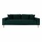 Lido Sofa 3 Pers. velour inkl. 2 dekorative Kissen, grün.