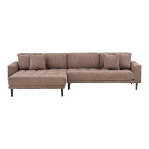 Cora canapé chaiselongue gauche incl. 4 coussins velours brun.