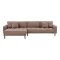 Cora canapé chaiselongue gauche incl. 4 coussins velours brun.