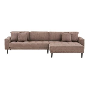 Cora canapé chaiselongue droite incl. 4 coussins velours brun.