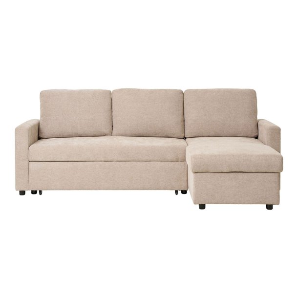Belfast sovesofa chaiselong med opbevaring sandfarvet mrk.