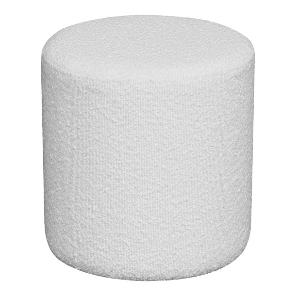 Pouf Ejby bouclé 34cm bianco.