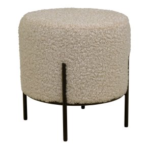 Pouf Alford in pelle di agnello artificiale grigio-marrone.