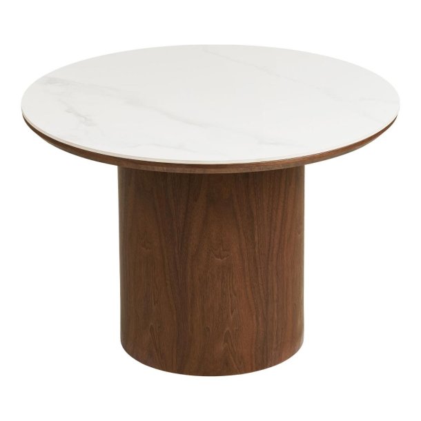 Frida table basse �60cm plateau de table c�ramique blanc, brun fonc�.