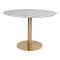 Bojan spisebord 110 cm marmor look, messingfarvet ben.