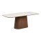 Frida table de salle � manger plateau de table c�ramique blanc, brun fonc�.