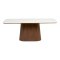 Frida table de salle � manger plateau de table c�ramique blanc, brun fonc�.