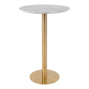 Bolzano Bartisch �70 cm Marmoroptik, Messingbeine, wei�.