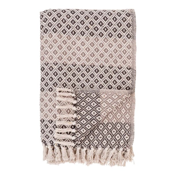Alanya plaid 130x180cm brun, beige, hvid.