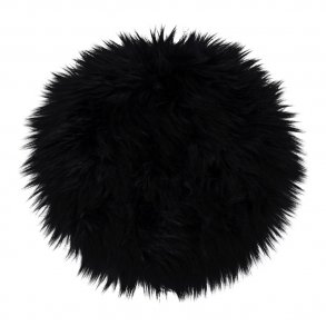 Laila stolsdyna, lammskinnsimitation 35 cm, svart.