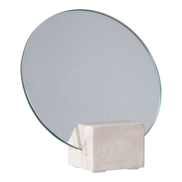 Bordspejl spejl til bord 18cm beige travertin.
