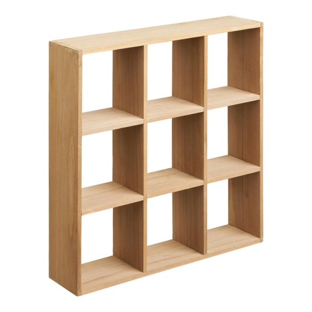 Ona étagère murale, porte‑tasses 9 tablettes pin.