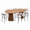 Tokyo spisegrupper spisebord inkl. 2 ileggsplater �120x120-160-200 cm eikefiner og 6 stoler boucl� hvit.